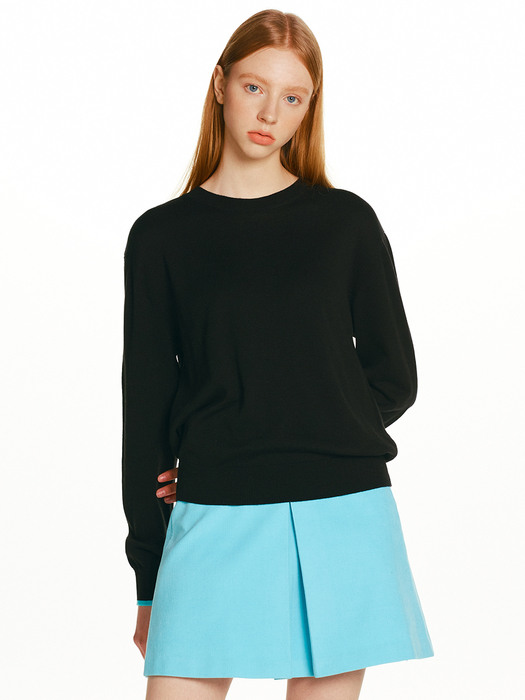 MAILI A-line corduroy skirt (Cyan blue)