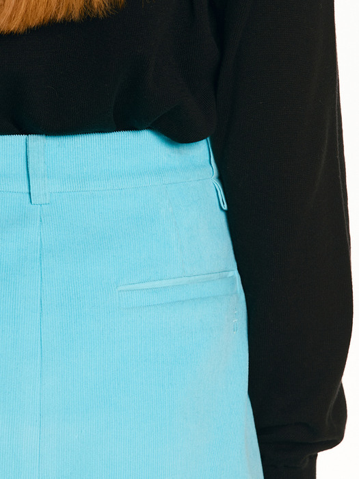 MAILI A-line corduroy skirt (Cyan blue)