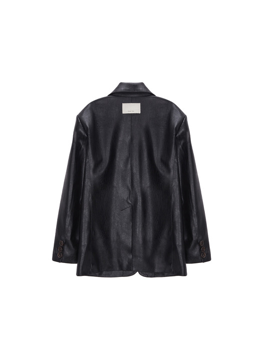 FAUX LEATHER SINGLE JACKET IN BLACK