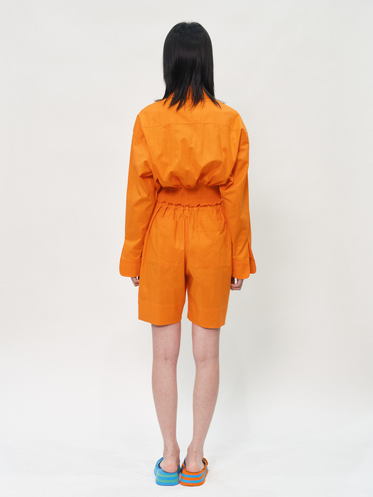Cotton Shorts with waist adjustments in orange