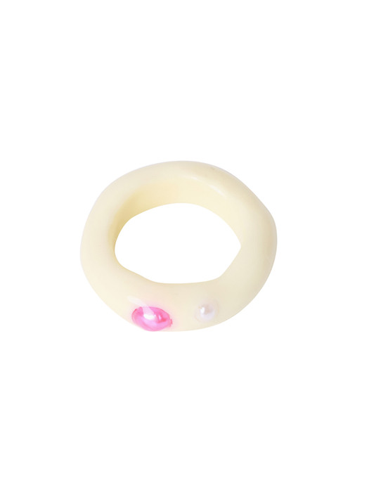 pink pearl cream ring