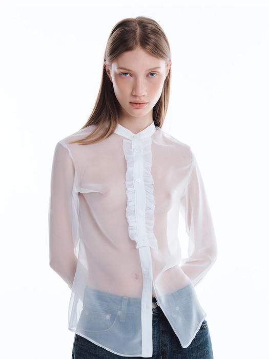 SILKY SHEER BLOUSE_WHITE