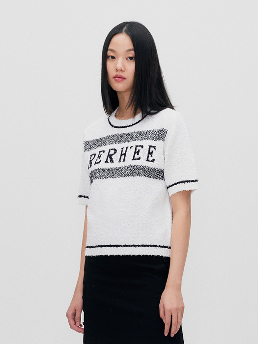 2COLOR LOGO EMBROIDERED KNIT TOP