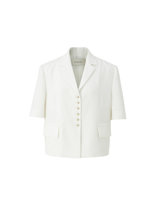 Gold button half-sleeve jacket - Ivory