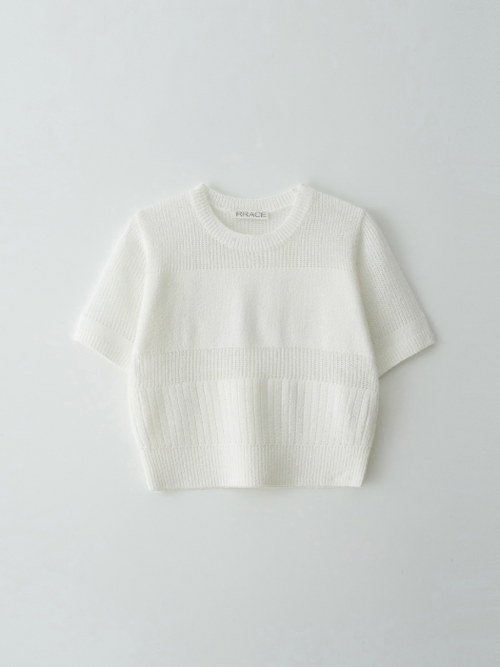 Round Neck Cotton Crop Knit_Ivory