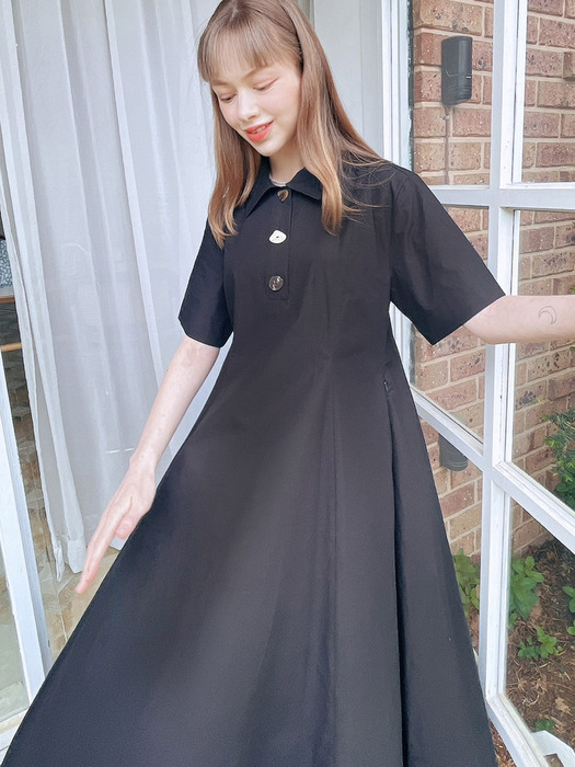 Alice Black Cotton Long Dress