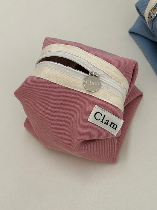 Clam round pouch _ Dry pink