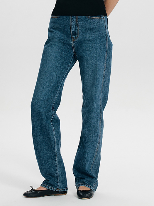 Straight Washed Jeans(Blue)