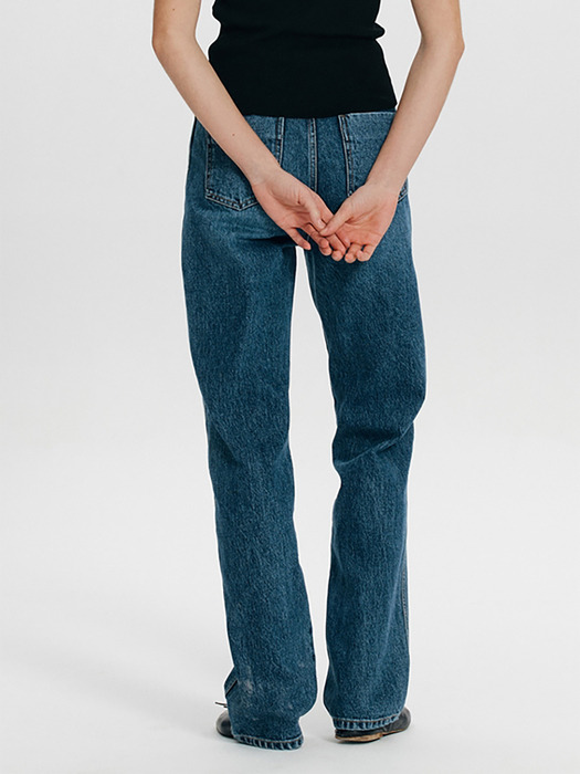 Straight Washed Jeans(Blue)