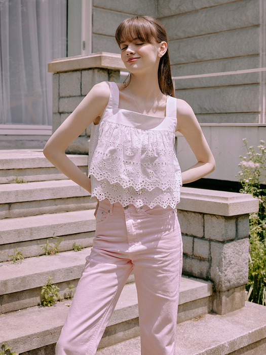 Trimming lace blouse (white)