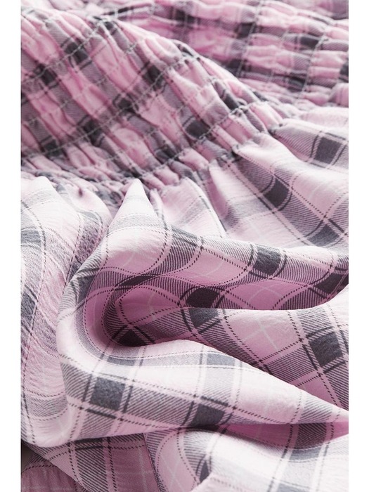 스모킹 디테일 크레이프 드레스 라이트 핑크/체크 1190600001