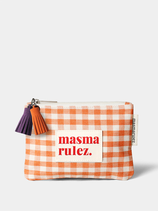 Basic pouch _ 스프링체크 오렌지