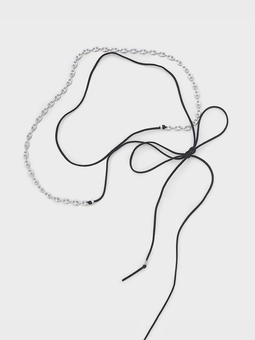 suede ribbon chain belt (차콜, 딥브라운)