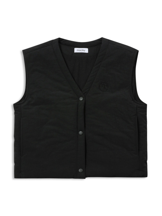 V padding crop vest black
