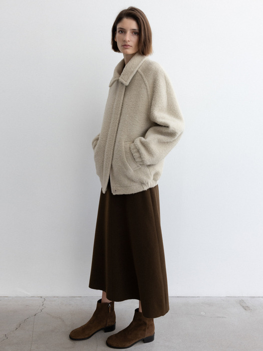 wool flared skirt (brown)