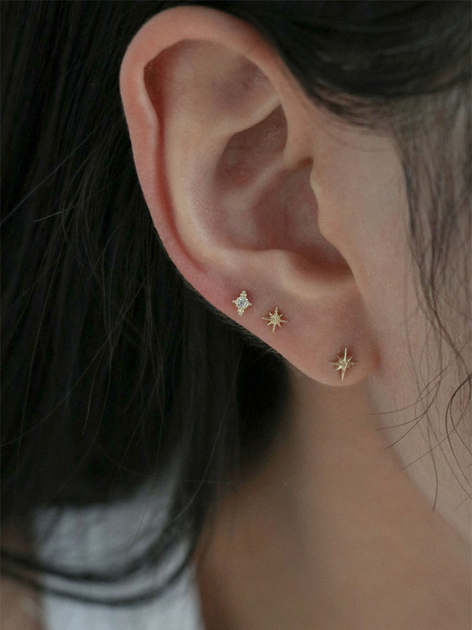 14k dot dia piercing earrings