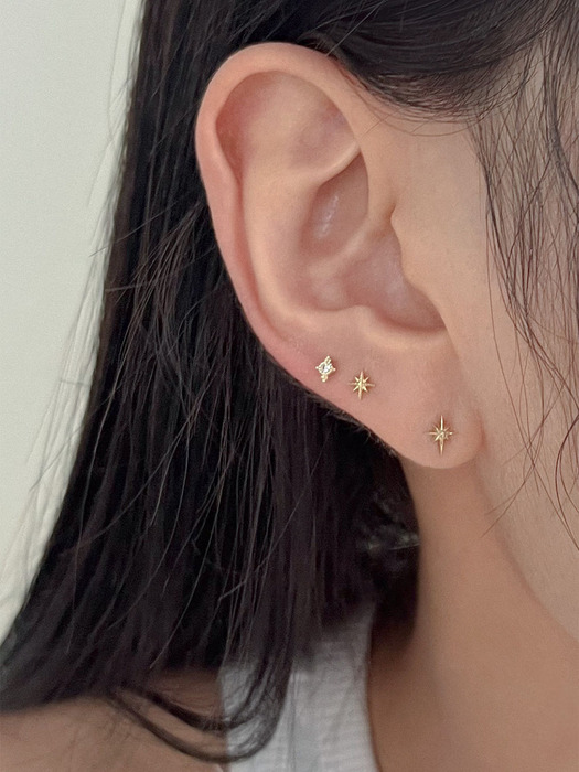 14k dot dia piercing earrings