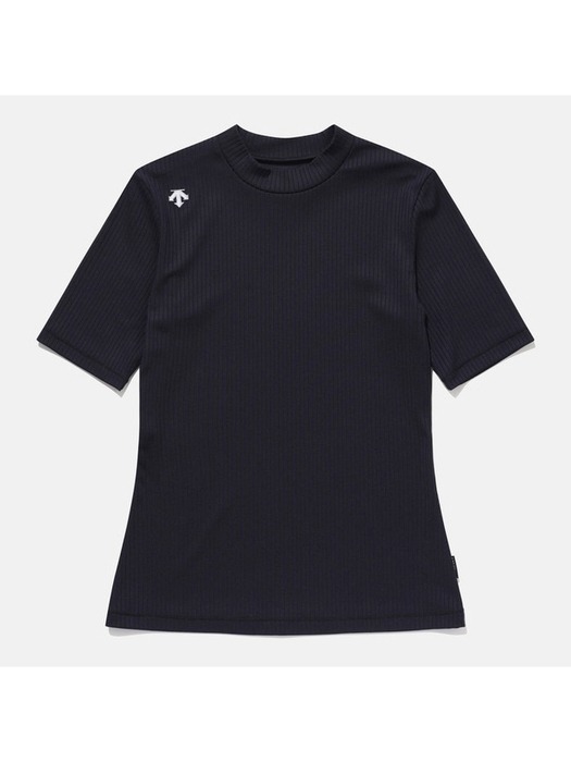 [데상트 공식] 여성 골지 슬림핏 반하이넥 5부 티셔츠 SP122UTS12