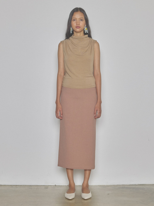 Square long skirt (beige)