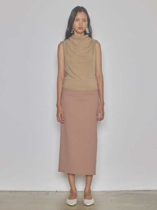 Square long skirt (beige)