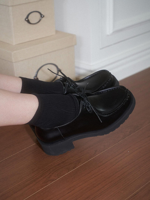 [단독]Classic Lace-up PF Loafers_Black