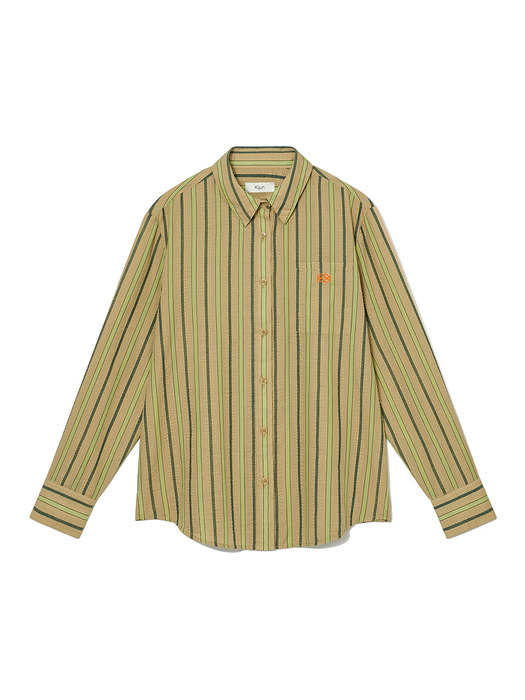 BETTA Oversized Shirt Olive Beige Stripe