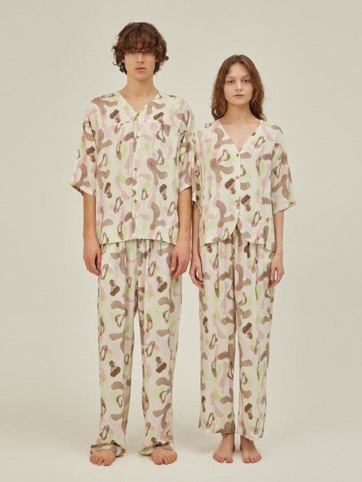 COZY PAJAMA COUPLE SET_arc beige