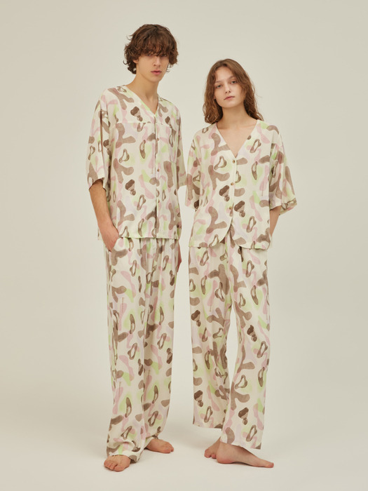 COZY PAJAMA COUPLE SET_arc beige