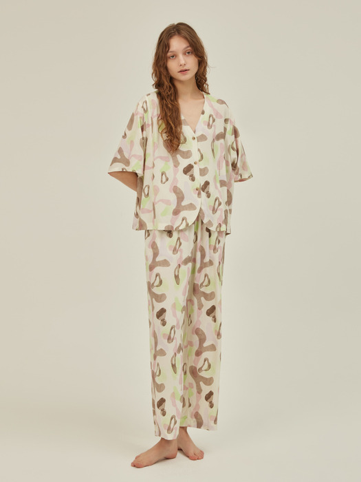 COZY PAJAMA COUPLE SET_arc beige