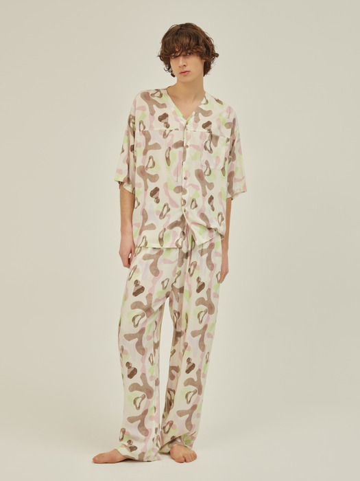 COZY PAJAMA COUPLE SET_arc beige