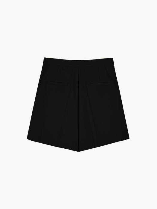 Semi Wide Two Tuck Short Pants (Black)