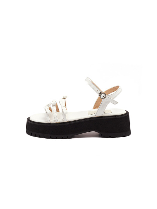 Ribbi Petite Ribbon Platform Sandals - Pale White