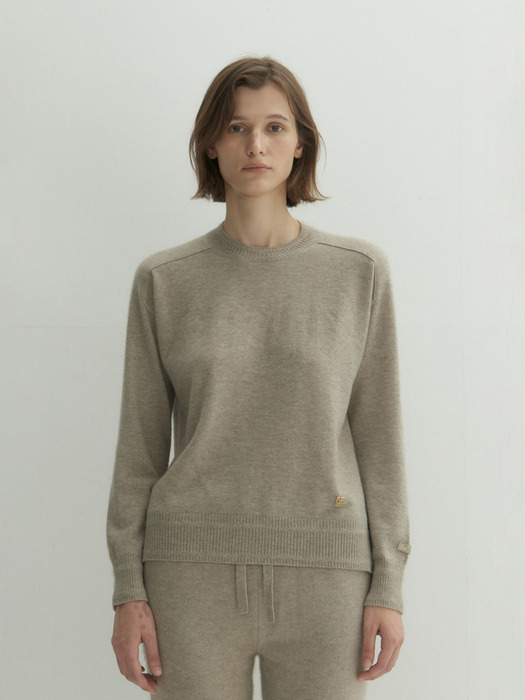 Cashmere 100% Alma Essential Pullover (Natural Beige)