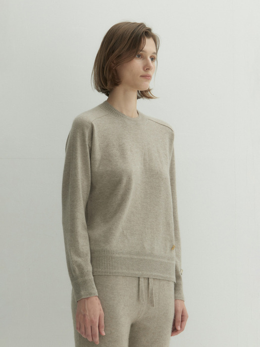 Cashmere 100% Alma Essential Pullover (Natural Beige)