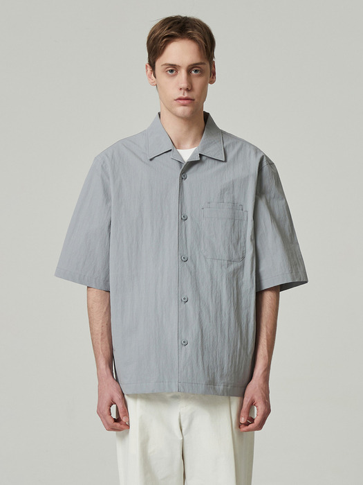 oversized multi-pocket half shirt_CWSAM24307GYX