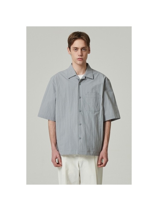 oversized multi-pocket half shirt_CWSAM24307GYX
