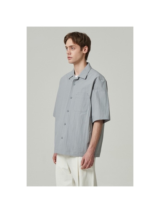 oversized multi-pocket half shirt_CWSAM24307GYX