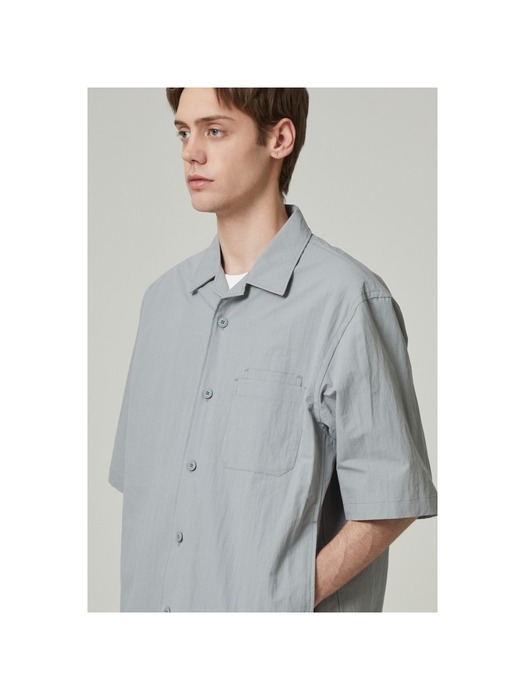 oversized multi-pocket half shirt_CWSAM24307GYX