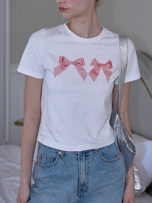 Twin Ribbon T-shirt [White]