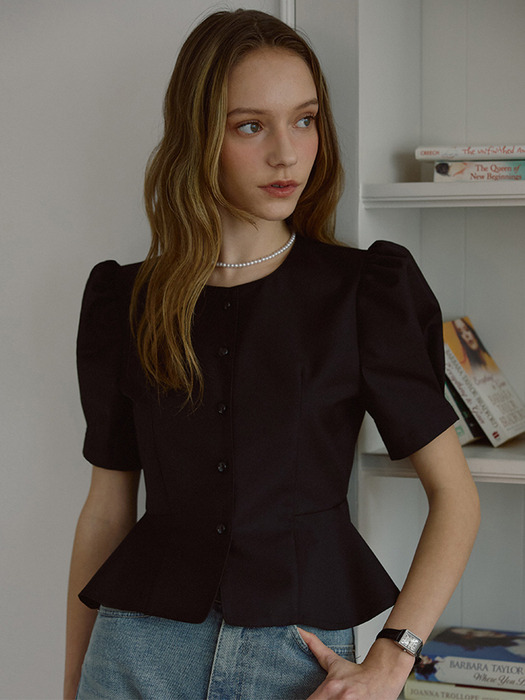 Puff Sleeve Blouse [Black]