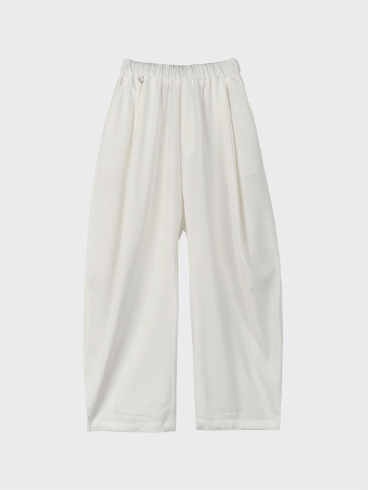 WIDE BALLOON CURVED PANTS_WHITE