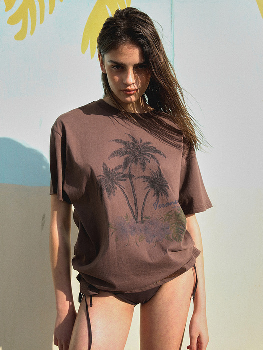 PALM TREE T-SHIRT, BROWN