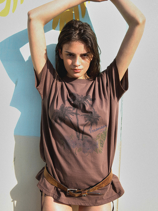 PALM TREE T-SHIRT, BROWN