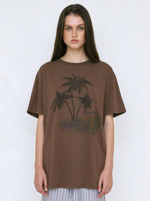 PALM TREE T-SHIRT, BROWN