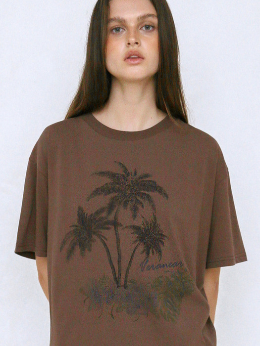 PALM TREE T-SHIRT, BROWN