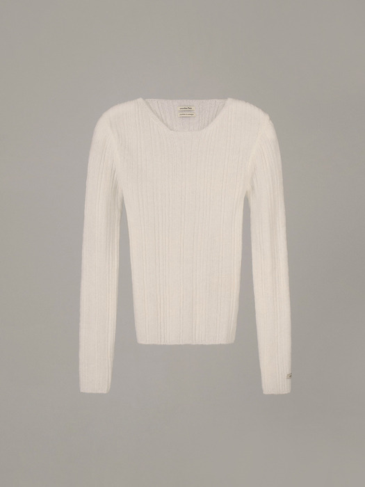 MOHAIR RIB KNIT TOP_IVORY