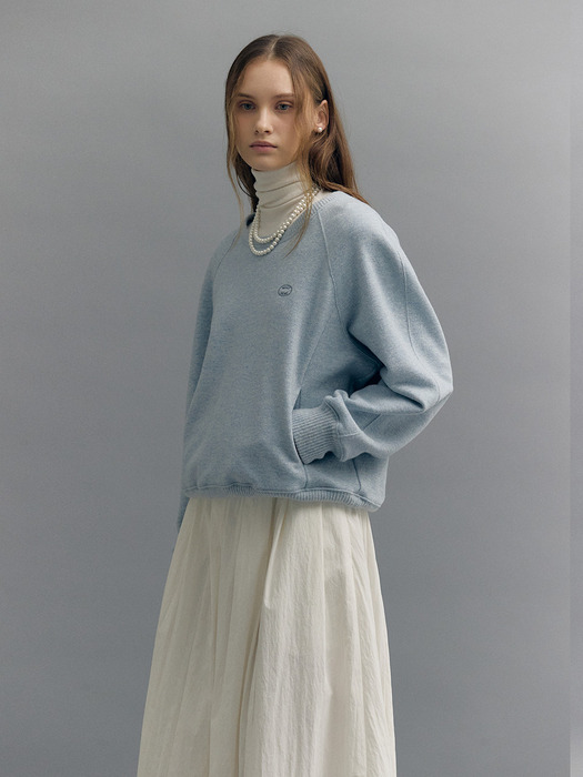 WOOL KNITED VOLUME SWEATSHIRT (pale blue)