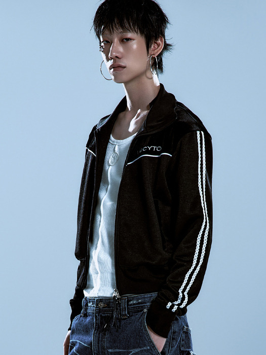 Piping Line Track Zip Up Jacket_[Black]