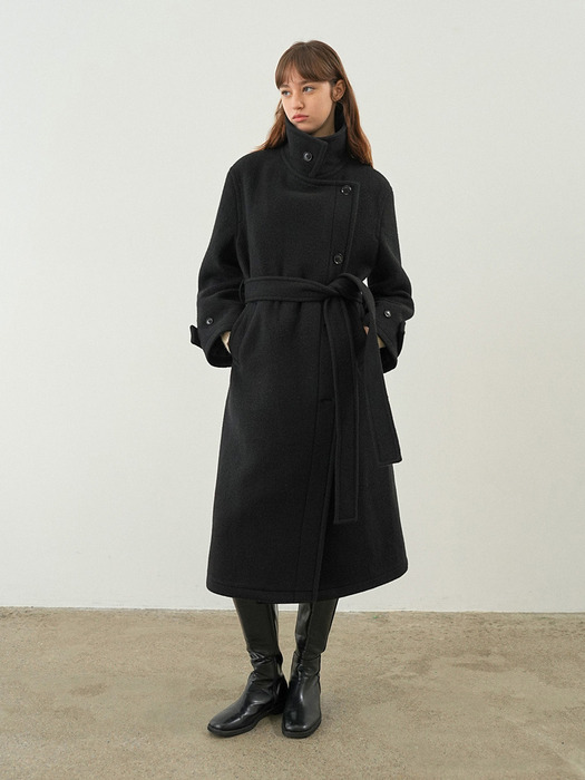 High-neck Belted Wool Coat NEW4WHB25_10