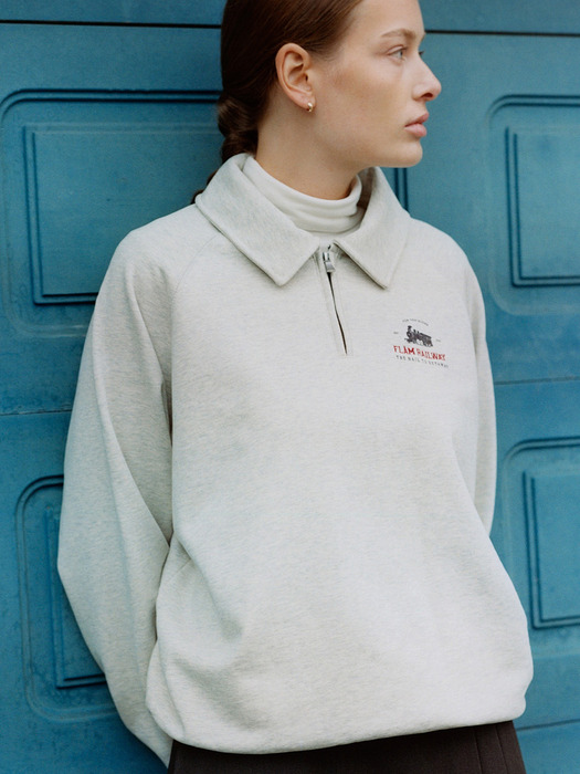 DUR COLLAR ZIP UP SWEAT SHIRT [OATMEAL]